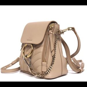 Chloe new Faye quilted mini tan calfskin backpack